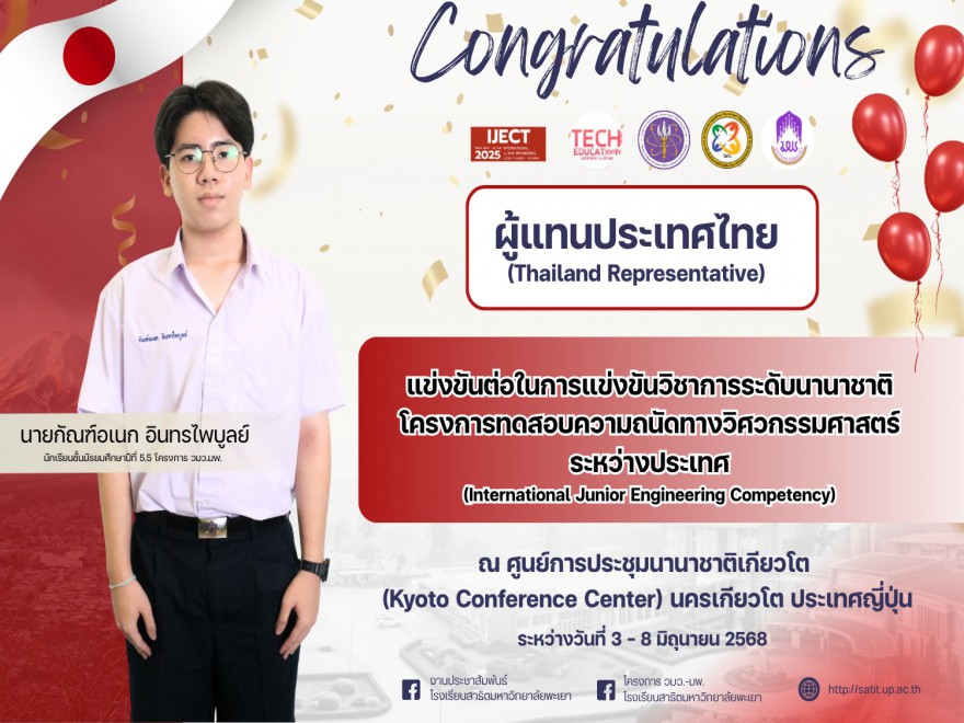 ขอแสดงความยินดีกับ นายกัณฑ์อเนก อินทรไพบูลย์